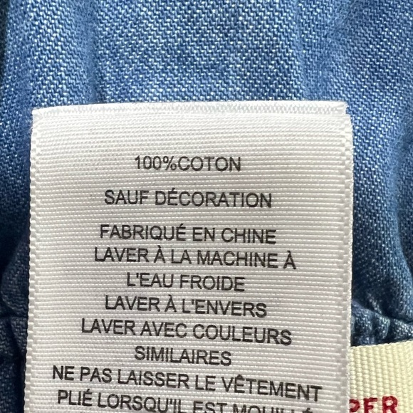 Levi’s | Girl’s Americana Denim Overall Jumper Dress Star Printed Ruffle | 18M - Picture 9 of 9